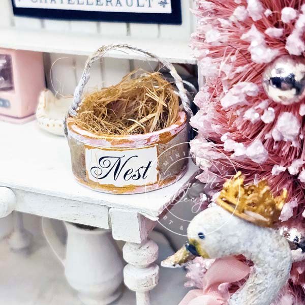 Bird Nest Basket No.8 Dollhouse Miniature Handmade image 8