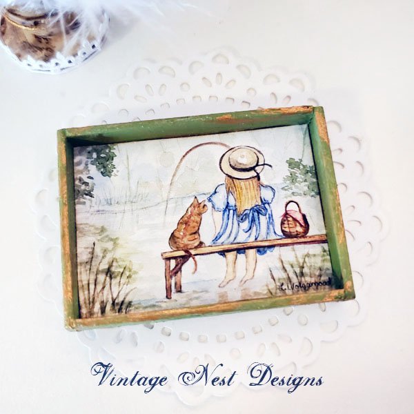 Cat Fishing No.1:2 Dollhouse Miniature Handmade image 1
