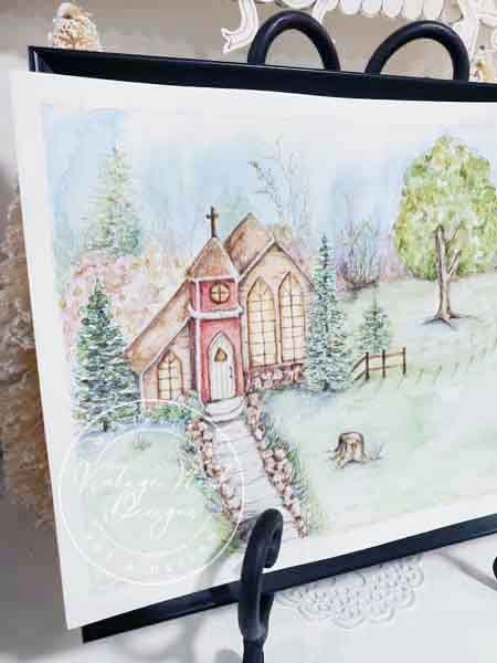 Church in the Woods No.2 Digital Prints Watercolor Painting image 6