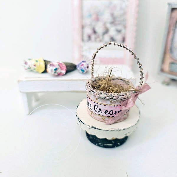Ice Cream Bucket No.5:1 Dollhouse Miniature Handmade image 3