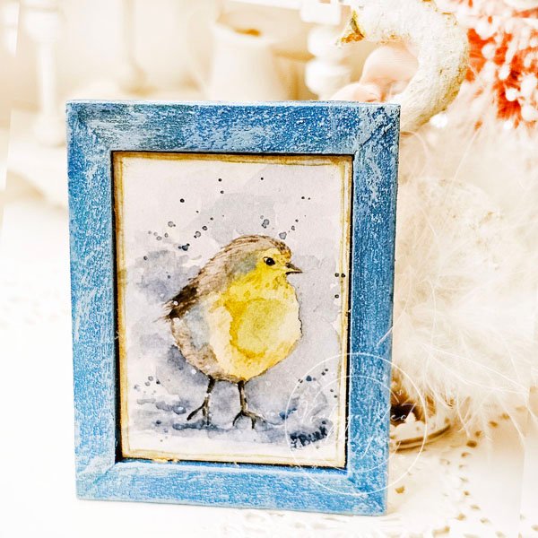 Bird No.1:1 Dollhouse Miniature Handmade Wooden Framed Art image 1