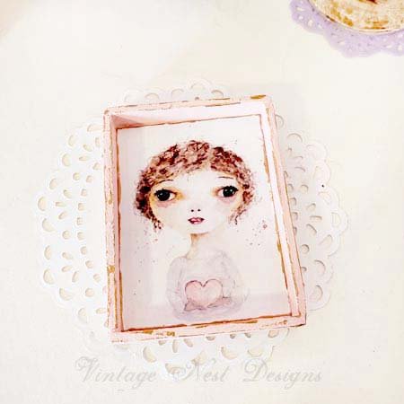 Valentine Girl No.3:1 Dollhouse Miniature Handmade Framed Wooden Art image 4