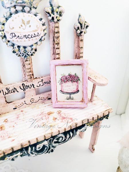 Cake No.7:5 Dollhouse Miniature Handmade Wooden Framed Art image 0