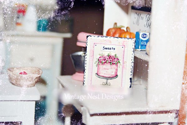 Cake No.7:6 Dollhouse Miniature Handmade Wooden Framed Art image 4