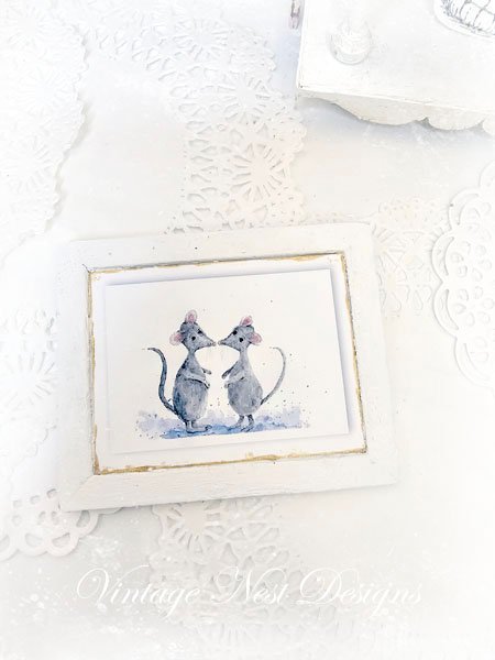 Mice No.8:1 Dollhouse Miniature Handmade Wooden Framed Art image 4