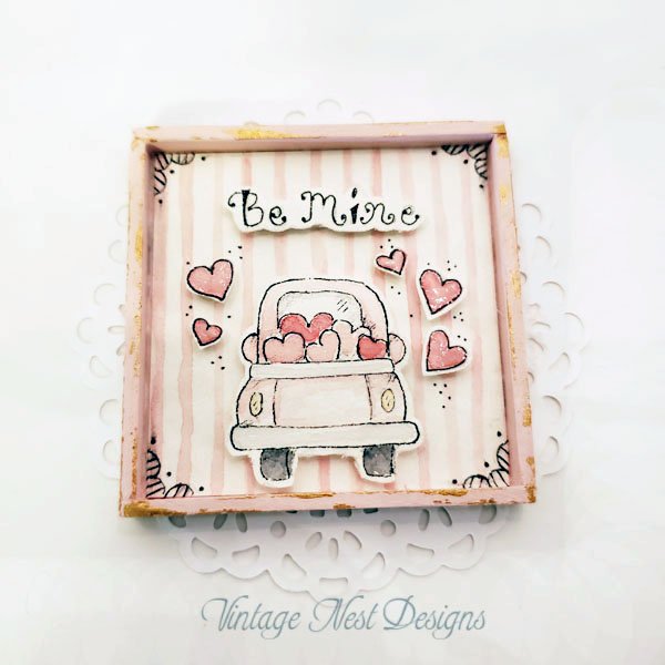 Valentine Be Mine No.1 Dollhouse Miniature Handmade Framed Art image 3