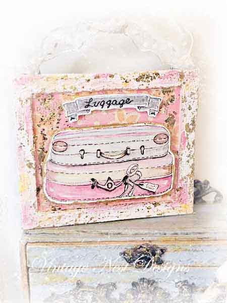 Luggage Suitcase No.38 Dollhouse Miniature Handmade Wooden Framed Art image 4