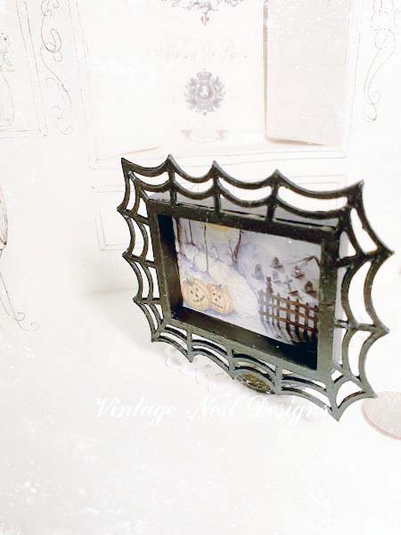 Pumpkins in the Woods No.1:1 Dollhouse Miniature Handmade Wooden Framed Art image 4