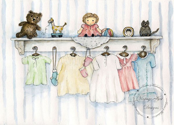 Baby Time No.1 Digital Prints Watercolor Painting image 0