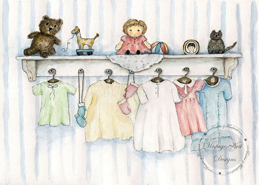 Baby Time No.1 Digital Prints Watercolor Painting image 0