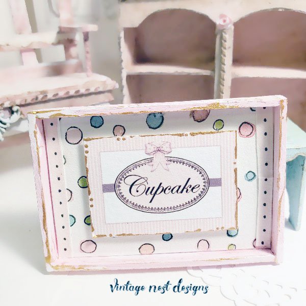 Cupcake Sign No.3 Dollhouse Miniature Handmade image 2