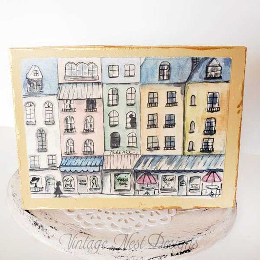 Paris Shopping in the City No.1:4 Dollhouse Miniature Handmade Framed Art image 0