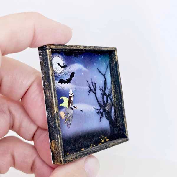 Happy Hauntings No.1:1 Dollhouse Miniature Handmade Wooden Framed Art image 6