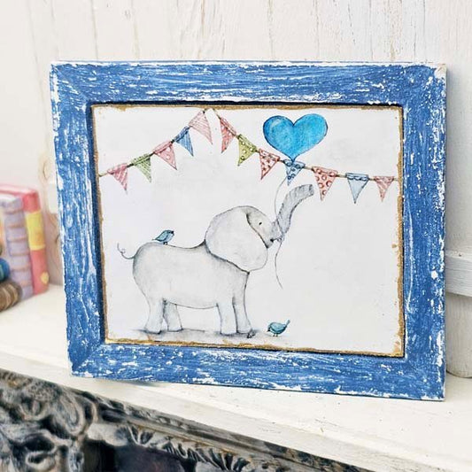 Baby Elephant No.1:2 Dollhouse Miniature Handmade Wooden Framed Art image 0