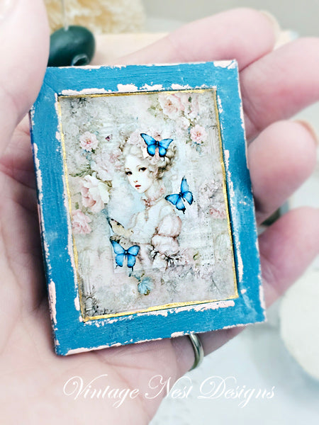 Miniature Marie Antoinette No.6 Handmade for Dollhouse Wooden Framed Art