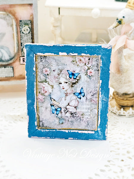 Miniature Marie Antoinette No.6 Handmade for Dollhouse Wooden Framed Art