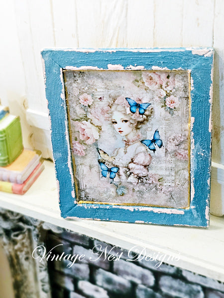 Miniature Marie Antoinette No.6 Handmade for Dollhouse Wooden Framed Art
