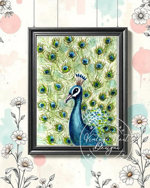 Peacock No.2 ACEO Digital Print Watercolor Painting